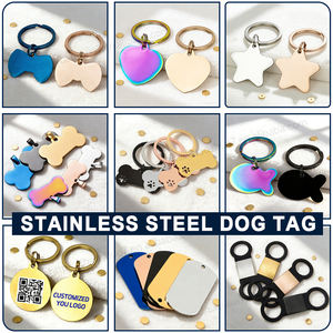 Pelat Nama Anjing Personal 6 Warna Baja Anti Karat Logo UV/Laser Kalung ID Hewan Peliharaan Bentuk Tulang Kosong untuk Diukir - Product Image 2