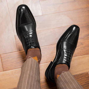 Chaussures Oxford pour hommes en cuir véritable, motif brogue sculpté, élégantes et respirantes, pour occasions professionnelles, formelles et de mariage - Product Image 5