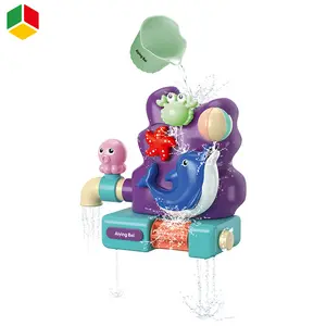 QS 귀여운 만화 재미 돌고래 스피너 스프레이 샤워 아기 욕실 욕조 벽 세트 물 게임 장난감