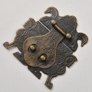 Cierre de hebilla de bronce antiguo con forma de pico de pato para caja de madera, embalaje de regalo, herrajes, forma rectangular, fundición a presión, acero al carbono - Product Image 2