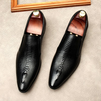 Mocassins pointus en cuir véritable imprimé alligator pour hommes chaussures habillées d'affaires respirantes pour les occasions formelles de mariage
