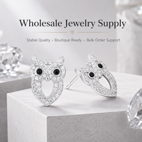 Boucles d'oreilles pour femmes en argent sterling 925, motif hibou, pavé de moissanite couleur D VVS, bijoux en gros avec certification GRA – Meilleures ventes