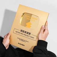 Plaque de récompense du trophée d'or de qualité supérieure plaque de récompense en aluminium forme de miroir personnalisé plaqué or imprimé UV événements d'anniversaire cadeau à la maison