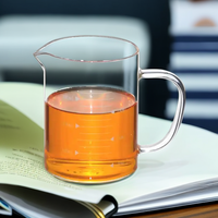 Verre gradué transparent de laboratoire 350ml 500ml 1000ml avec poignée et couvercle en bambou