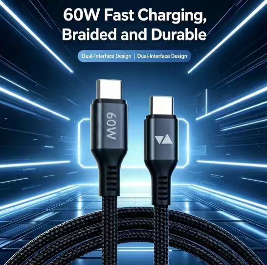 PD 3A 60W Fast Charger Braided C-to-C Data Cable USB 3.2 1M for Computer and Hard Drive with Data Transfer