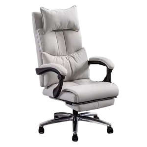 Sillón de ordenador ergonómico de PU <span class=keywords><strong>rosa</strong></span>, Base de Metal fuerte, rueda de cristal silenciosa, silla de oficina de masaje con reposapiés - Product Image 3