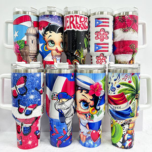 Bán Buôn 40 Oz Puerto Rico Cup Dominica Cộng Hòa Cup Tùy Chỉnh 40 Oz Hai Lớp Thép Không Gỉ Cách Điện Cốc Với Rơm - Product Image 1