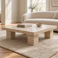 MEUBLES JIAMEIJIA |   Table basse effet travertin à quatre blocs