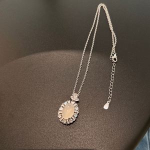 Dylam <b>Top</b> High Fine Jewelry Supplier 925 Sterling <b>Silver</b> 5A Cubic Zirconia White Chalcedony Pendant Necklace for Women Dress up - Product Image 6