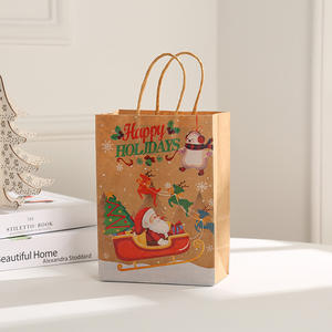 Bolsas de regalo de Navidad, bolsas de regalo personalizadas con logotipo, papel con cordón de marca utilizado para regalo de dulces de vacaciones - Product Image 4
