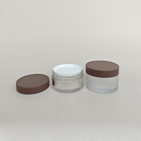 Bouteille PET à parois épaisses à large ouverture, pot à gommage 200g, pot à crème à fond épais avec couvercle marron 250g, pot en plastique marron 150ml (4 oz)