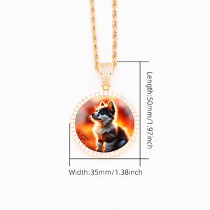 Pendentif cadre photo DIY 35 mm Hip <span class=keywords><strong>Hop</strong></span> Iced Out <span class=keywords><strong>en</strong></span> laiton plaqué or, collier personnalisé avec photo, breloques de rappeur par sublimation, bijoux souvenir - Product Image 2