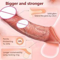 En gros, Godemiché vibrant à télécommande par application, creux, à porter, avec manchon réaliste pour pénis, en silicone, pour retarder l'éjaculation masculine, Fabricant