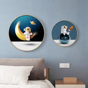 Pintura decorativa para habitación de niños, astronauta creativo nórdico, pintura de Arte de pared de dormitorio para niños y niñas, Mur de cabecera simple moderno