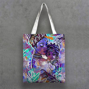Bolso de lona con patrón de dibujos animados de los <span class=keywords><strong>pueblos</strong></span> indígenas de las mujeres de la tribu Africana popular - Product Image 5