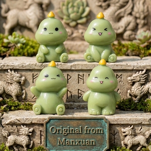 Figurines en résine créatives 3D, mascotte mignonne, dragon vert en résine de croissance ancienne, figurines en résine douces et élégantes, décoration de bureau, kits DIY - Product Image 3