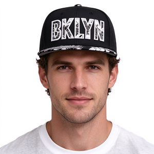 Casquette Snapback BKLYN brodée en 3D, visière plate en coton à 6 panneaux, imprimé carte de la ville, unisexe, streetwear - Product Image 1