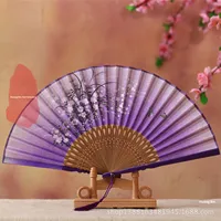 Kipas Lipat Bambu Ukiran Tangan Gaya Cina DIY untuk Wanita, Berbahan Linen dengan Lukisan Kerajinan Tangan, Cocok untuk Hadiah Tahun Baru Imlek