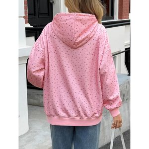 Sweat-shirts à capuche oversize pour femmes, à motif floral, décontractés, à manches longues, coupe ample, avec cordon de serrage - Product Image 5