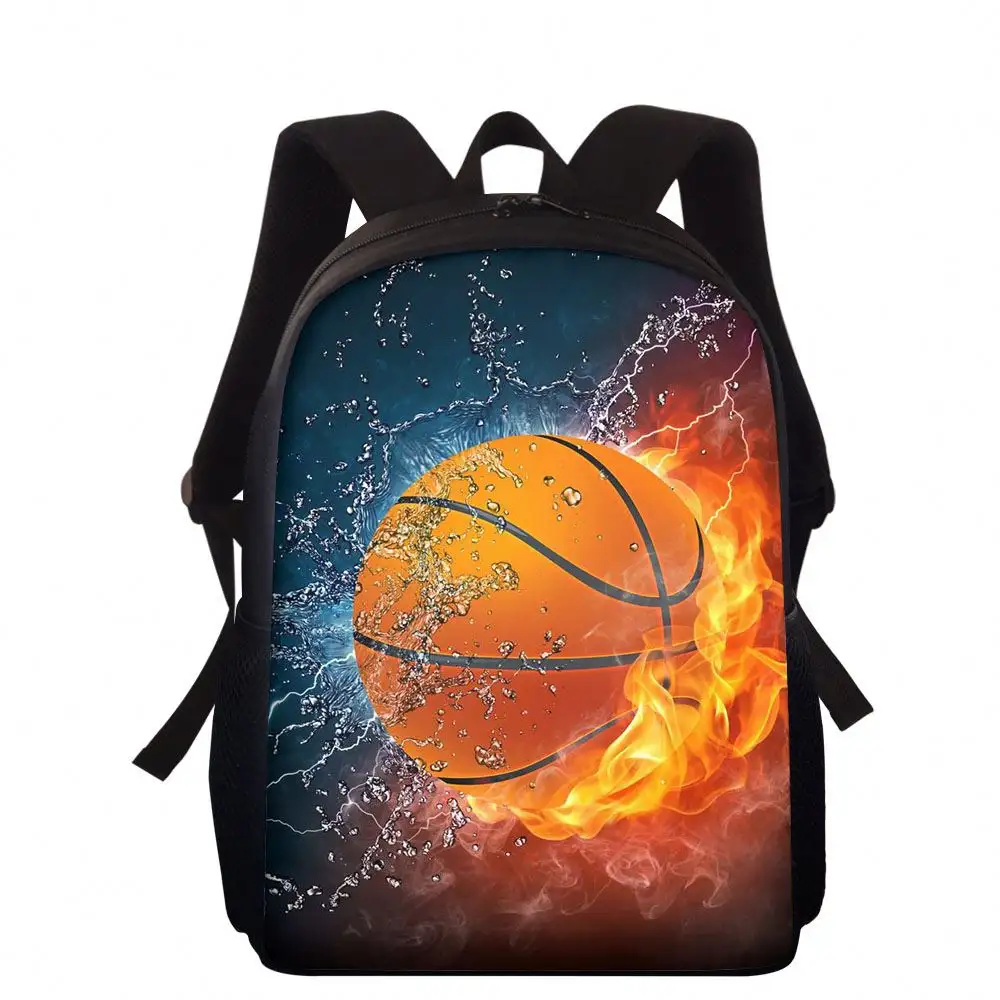 Ice and Fire Basketball Printing School Bag for 10 years ago Boys School Backpack Satchel Kids Book Bag Mochila