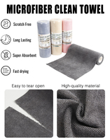 Rouleaux de chiffons de nettoyage en microfibre pour cuisine, 20/30/50/75 pièces, serviettes détachables 30x30cm, réutilisables et lavables