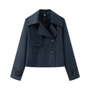 Nueva moda <span class=keywords><strong>de</strong></span> otoño para <span class=keywords><strong>mujer</strong></span>, cortavientos corto Retro <span class=keywords><strong>de</strong></span> manga larga, abrigo informal ajustado con botones <span class=keywords><strong>de</strong></span> diseño Simple que combina con todo - Product Image 4