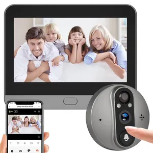 Vidéo sonnette judas caméra 4.3 pouces LCD moniteur détection de mouvement Vision nocturne visionneuse de porte numérique APP surveillance pour Tuya