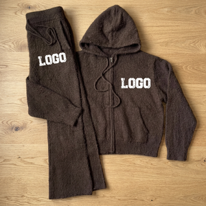 Conjuntos de Sudadera y Pantalones Deportivos Vintage para Mujer, Tallas Grandes, con Logotipo Personalizado, OEM, Tops Cortos, 100% Algodón Ecológico - Product Image 2