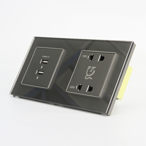 Grey Tempered Glass Double USB Charging and 110V 220V Shaver <strong>Socket</strong> for <strong>Bathroom</strong> - Product Image 2