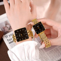 GEDI 62019 Amoureux Robe Bracelet Chaîne Cristal Quartz Montre-Bracelet Acier Inoxydable Couple Étanche Slim Homme Femme Cadeau Montre