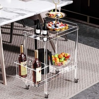 Chariot à vin moderne de luxe à 3 étagères en acrylique, écologique, facile à assembler, pour hôtel, cuisine commerciale, bar à domicile, salle à manger, salon