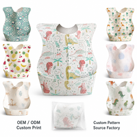 Bavoirs jetables personnalisés pour bébé avec poche récupératrice de nourriture, emballés individuellement, imperméables, design de logo personnalisé disponible, fabriqués en Chine