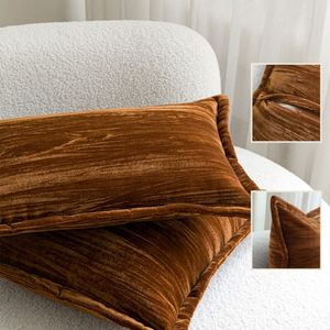 Housse de coussin en velours moderne et minimaliste, série orange-brun, taie d'oreiller décorative pour hôtel, B&B, salon, canapé, coussin lombaire - Product Image 3