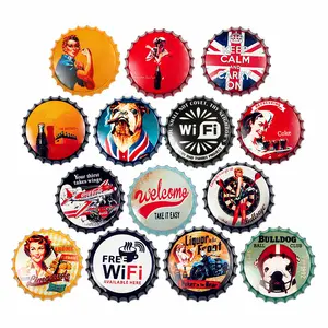 ที่มีคุณภาพสูง Dia 35เซนติเมตร Bottlecap สัญญาณดีบุกสำหรับบาร์โรงแรมตกแต่งผนังสไตล์วินเทจย้อนยุคป้ายโลหะ