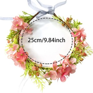 <span class=keywords><strong>Couronne</strong></span> florale d'hortensia pastel, cadre flexible en brindilles, ruban <span class=keywords><strong>de</strong></span> satin réglable, guirlande artificielle à trois couleurs, bandeau - Product Image 4