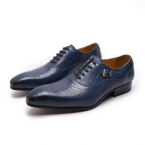 Chaussures habillées classiques modernes pour hommes, en cuir, à lacets, pour mariage - Product Image 1