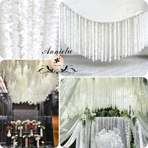 Décoration de plafond en pétales de fleurs artificielles suspendues en tissu ANNIELU pour scène de <span class=keywords><strong>mariage</strong></span> et toile de fond d'événement - Product Image 1