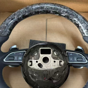 Volante Deportivo de Fibra de Carbono Forjado en <span class=keywords><strong>Blanco</strong></span> y Negro Personalizado Premium para <span class=keywords><strong>Audi</strong></span> A3 A4 S4 RS5 RS6 RS7 SQ5 Q7 Q8 A5 A6 A7 A8 A4 B9 Q3 Q5 - Product Image 4