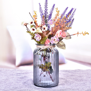 Mode Transparent rose violet bleu jaune vert rayure motif fleur <span class=keywords><strong>Vase</strong></span> taille différente <span class=keywords><strong>Vase</strong></span> pour la décoration de la maison - Product Image 5