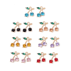 <span class=keywords><strong>Cherry</strong></span> Dangle Nail Piercing Rhinestones Collar Colgante Accesorios Nail Charms Diamond Gems 3D Jewelry Rings para Nail Tips - Product Image 1