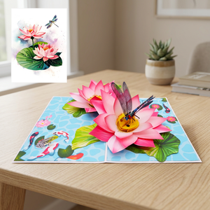 Meilleures ventes : Carte pop-up 3D Lotus, design personnalisé, style animalier très tendance, artisanat en papier fait main, cadeaux découpés au laser du Vietnam, logo personnalisé - Product Image 4