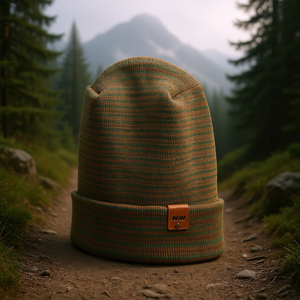 Gorro de Punto Hill, Verde y Marrón a Rayas, con Puño, Unisex, para Invierno, para Exteriores, Acrílico Premium, Talla Adulto - Product Image 2