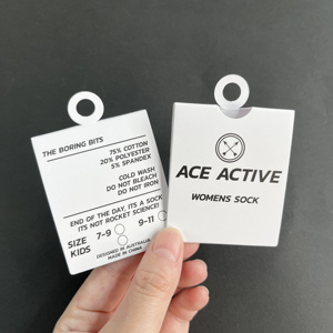 Carte de présentation personnalisée pour chaussettes avec logo, carte de présentation en papier pour la vente au détail avec crochet en papier pour l'emballage des chaussettes - Product Image 2