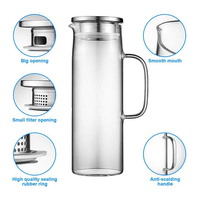 Jarra de agua de 1500ml, jarra de agua fría de gran capacidad, tetera, jugo de fruta, contenedor de té verde, tetera transparente, tetera práctica