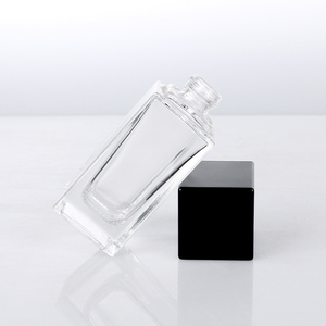 Thick Bottom20ml 30ml Travel Square Frosted Clear Glass Liquid Foundation Bottle Body Lotion Cream Essence with Black Press <b>Pump</b> - Product Image 4