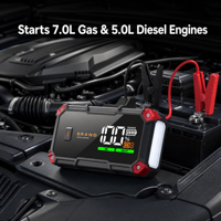 Démarreur de voiture et camion portable 1500A de pointe, 12000mAh, booster de batterie 12V avec écran numérique pour moteurs essence 7.0L et diesel 5.0L