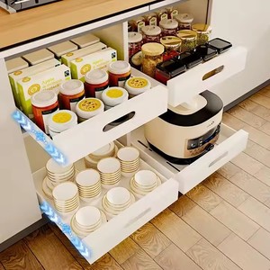 Organisateurs de maison coulissants sous l'évier avec <span class=keywords><strong>film</strong></span> adhésif Nano Tiroirs coulissants fixes Organisateur d'armoire Cages de rangement - Product Image 3