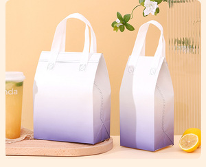 Durable Nonwoven Insulated Food Cooler Bag for Milk Tea Coffee Baking & Cake-Portable Foldable with Zipper Closure - Product Image 2