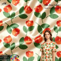 Échantillon gratuit A4, magnifiques motifs floraux, tissu satiné en polyester imprimé numériquement, 90 GSM