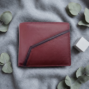WRIZA Portefeuille horizontal en cuir pleine fleur bicolore marron clair et marron foncé, porte-billets artisanal, profil mince, coutures durables - Product Image 6